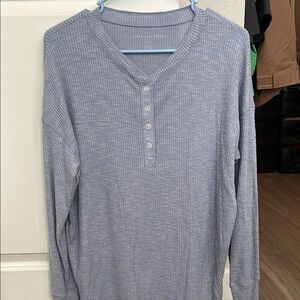 Light blue Waffle Knit Henley Top